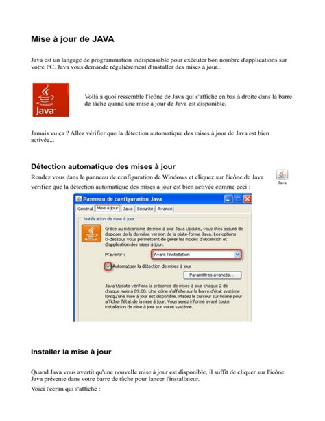 javsi|java mise à jour.